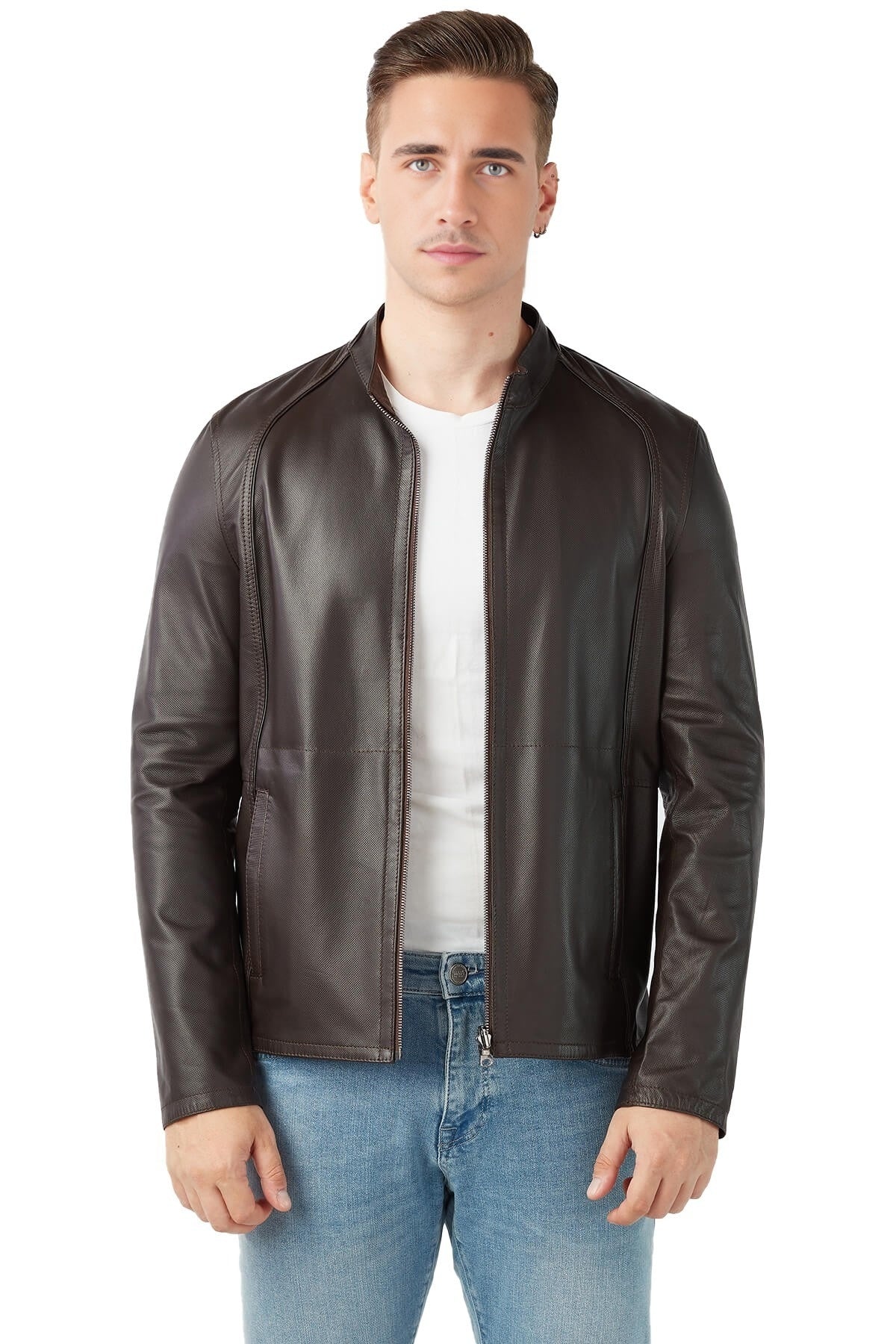 Zachary Real Brown Leather Jacket For Men