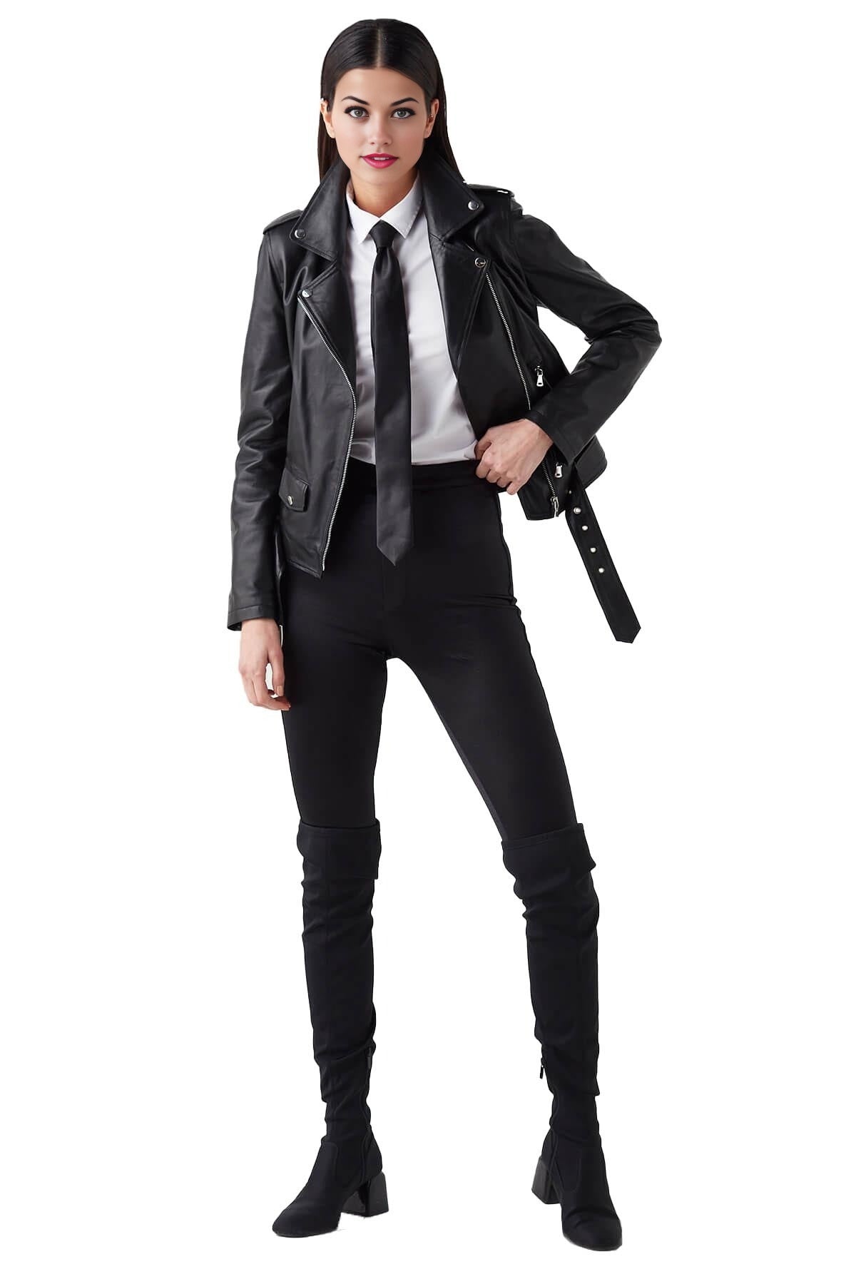 Luna Black Stylish Blazer Leather Jacket For Women