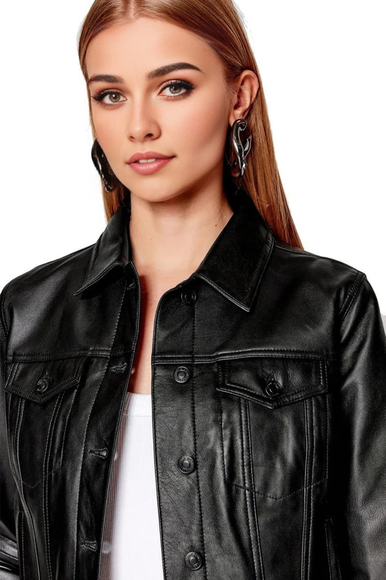 Tammy Black Stylish Leather Jacket For Women