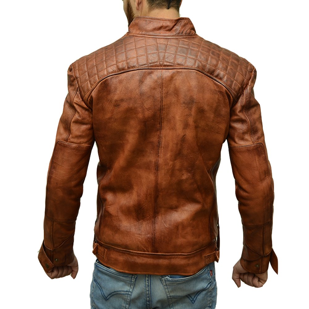 Distressed Brown Real Leather Jacket