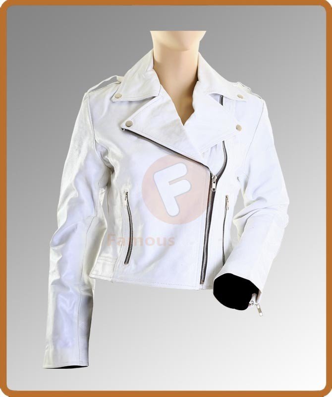 Women's Brando White Motorcycle Jacket | Women's Leather Jacket