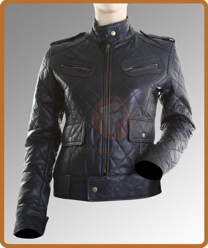 Women Quilted Black Leather Biker Jacket | Leather Jacket For Women's