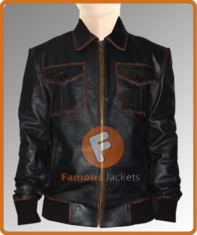 Once Upon A Time Jamie Dornan Distressed Black Leather Jacket | Men's Leather Jacket