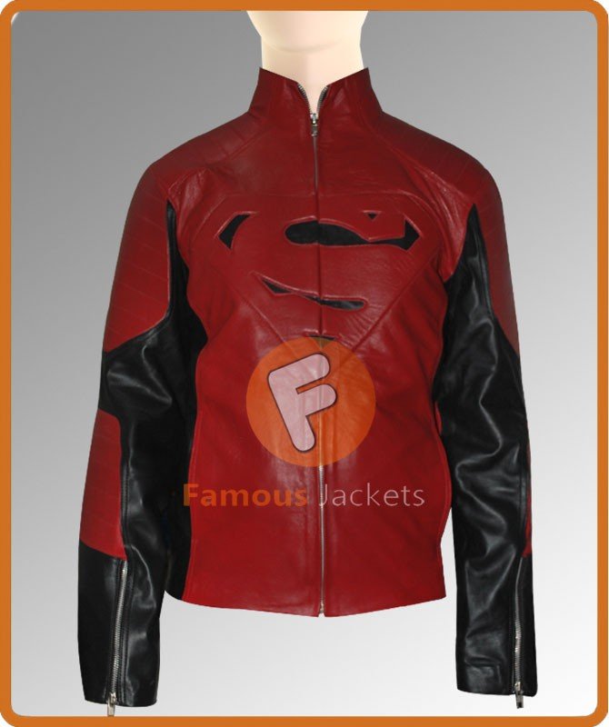 Superman Smallville Black/Red Leather Jacket | Leather Jacket Mens