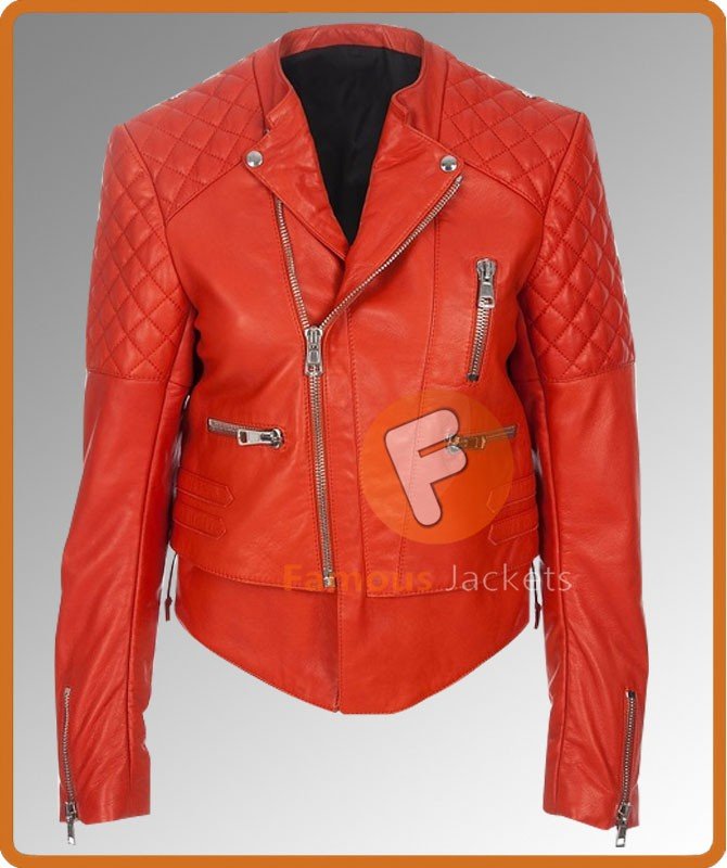 Kristen Stewart Red Biker Leather Jacket | Women's Leather Jacket Uk