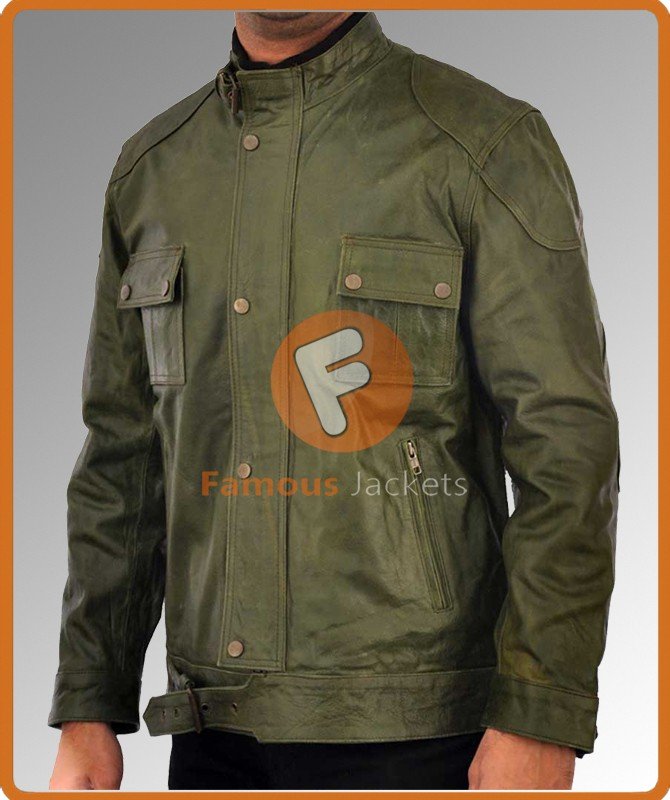 Wanted Thomas Kretschmann (Cross) Green Jacket | Mens Leather Jacket