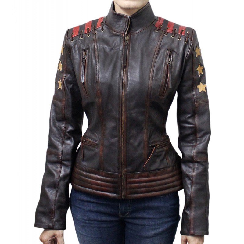 Cafe Racer Vintage Classic Women's OX Blood Waxed Brown Leather Jacket | Leather Jacket For Women's