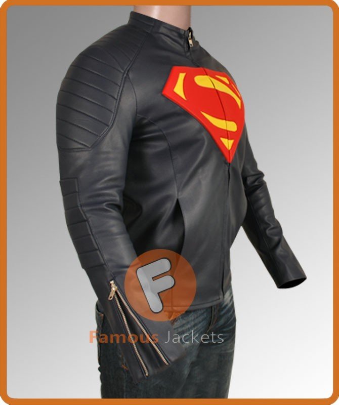 Superman Man Of Steel Navy Blue Leather Jacket | Men's Leather Costume Jacket