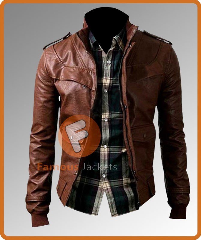 Slim Fit Biker Dark Brown Stylish Leather Jacket | Mens Slim Fit Leather Jacket UK