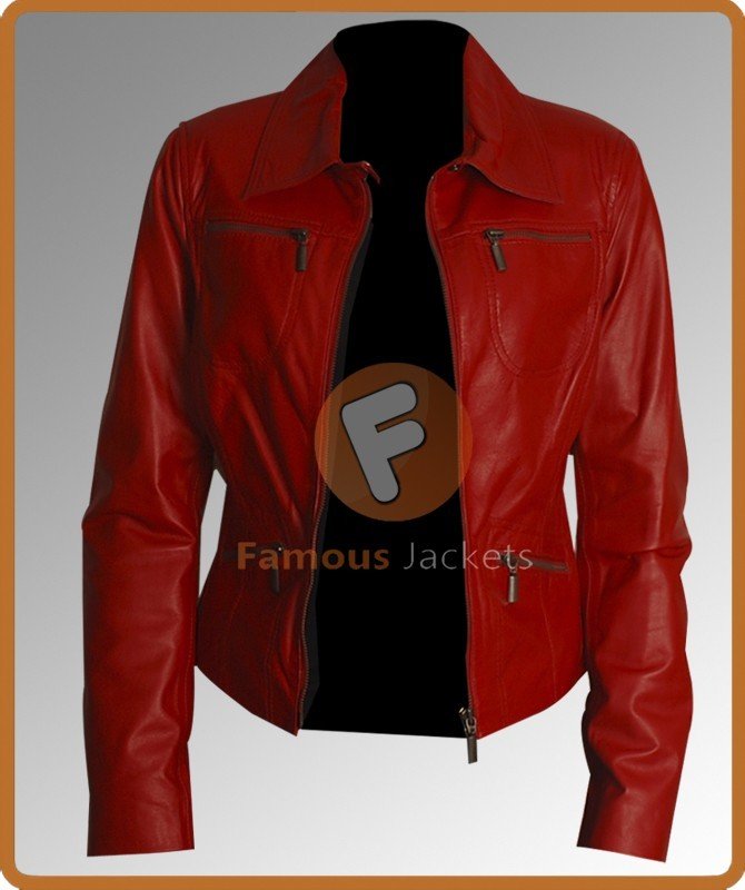 Slim Fit Women Red Biker Jacket | Ladies Womens Genuine Real Leather
