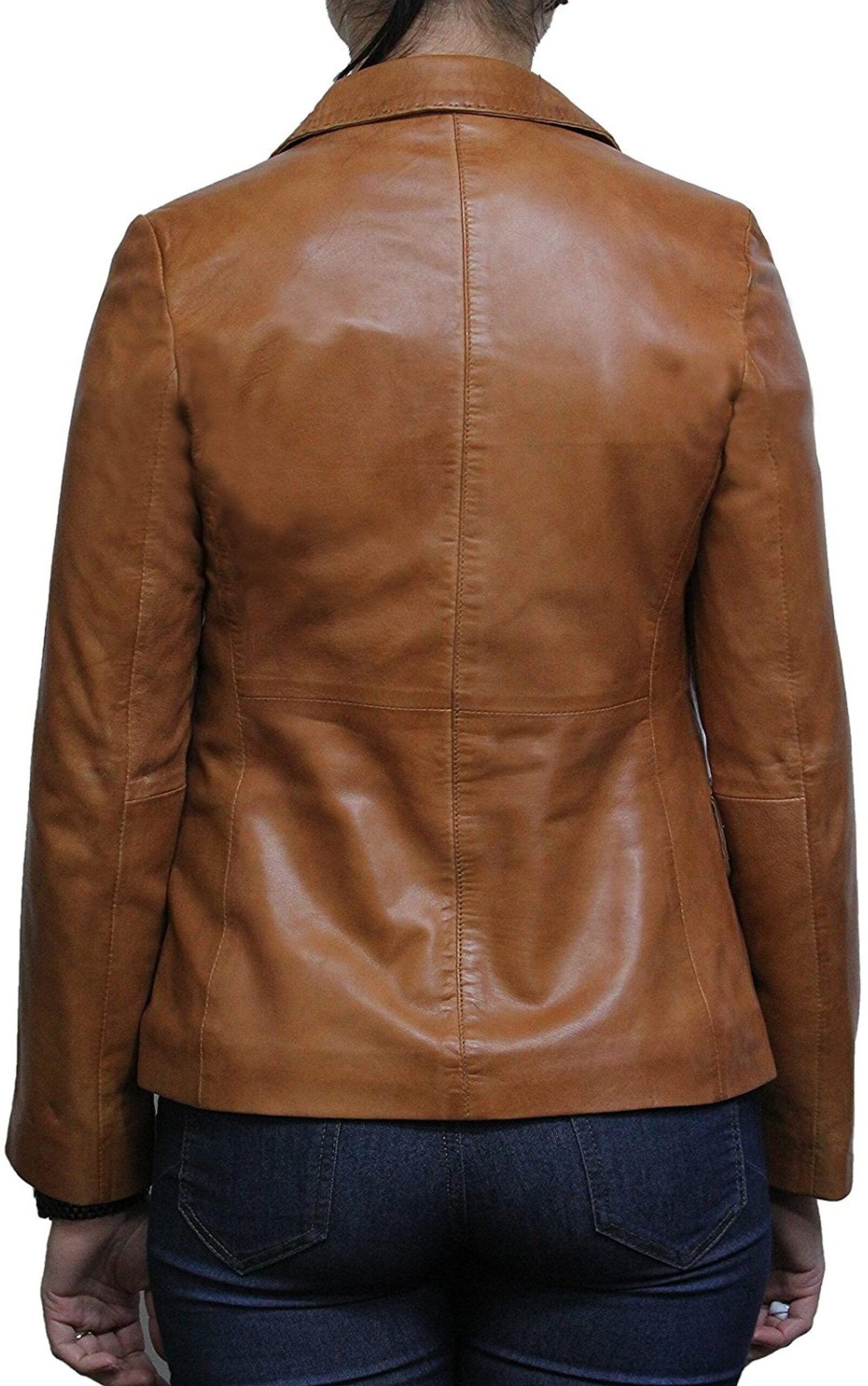 Womens Biker Blazer Jacket Slim Fit Leather Coat