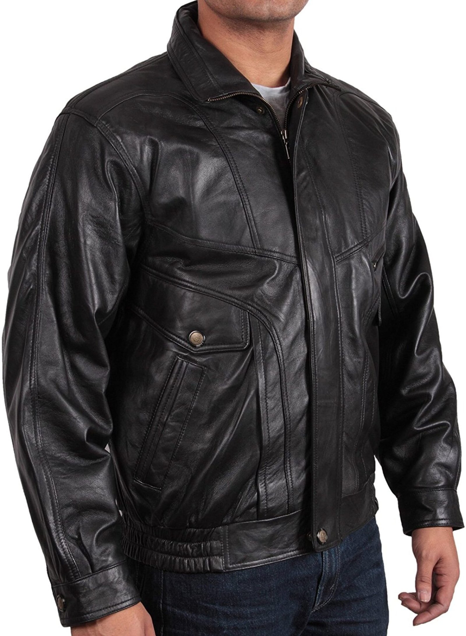 Style Mens Fitted Black Casual Leather Jacket