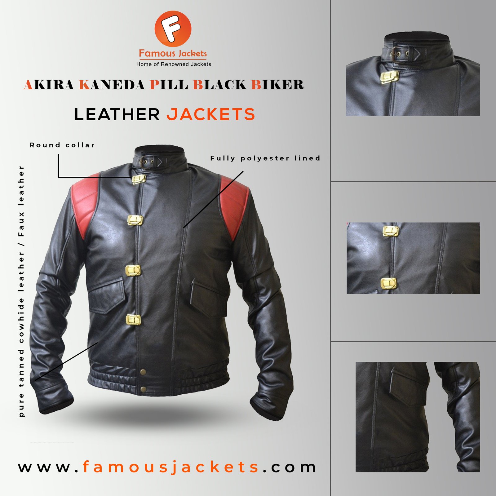 Akira Kaneda Pill Black Biker Leather  Jacket | Akira Kaneda Capsule Black Biker Leather Jacket