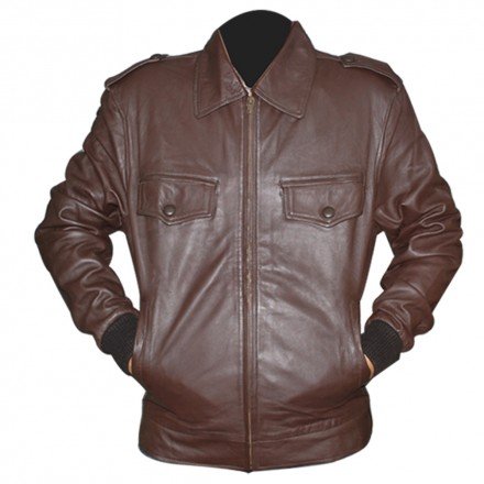 The Avengers Chris Evans Brown Biker Jacket | Motorcycle Brown Leather Jacket