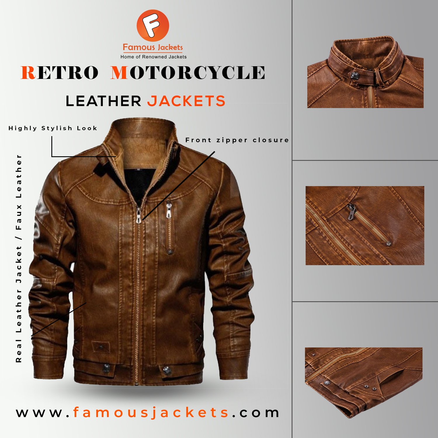Retro Leather Motorcycle Jacket | Riding Jackets For Mens