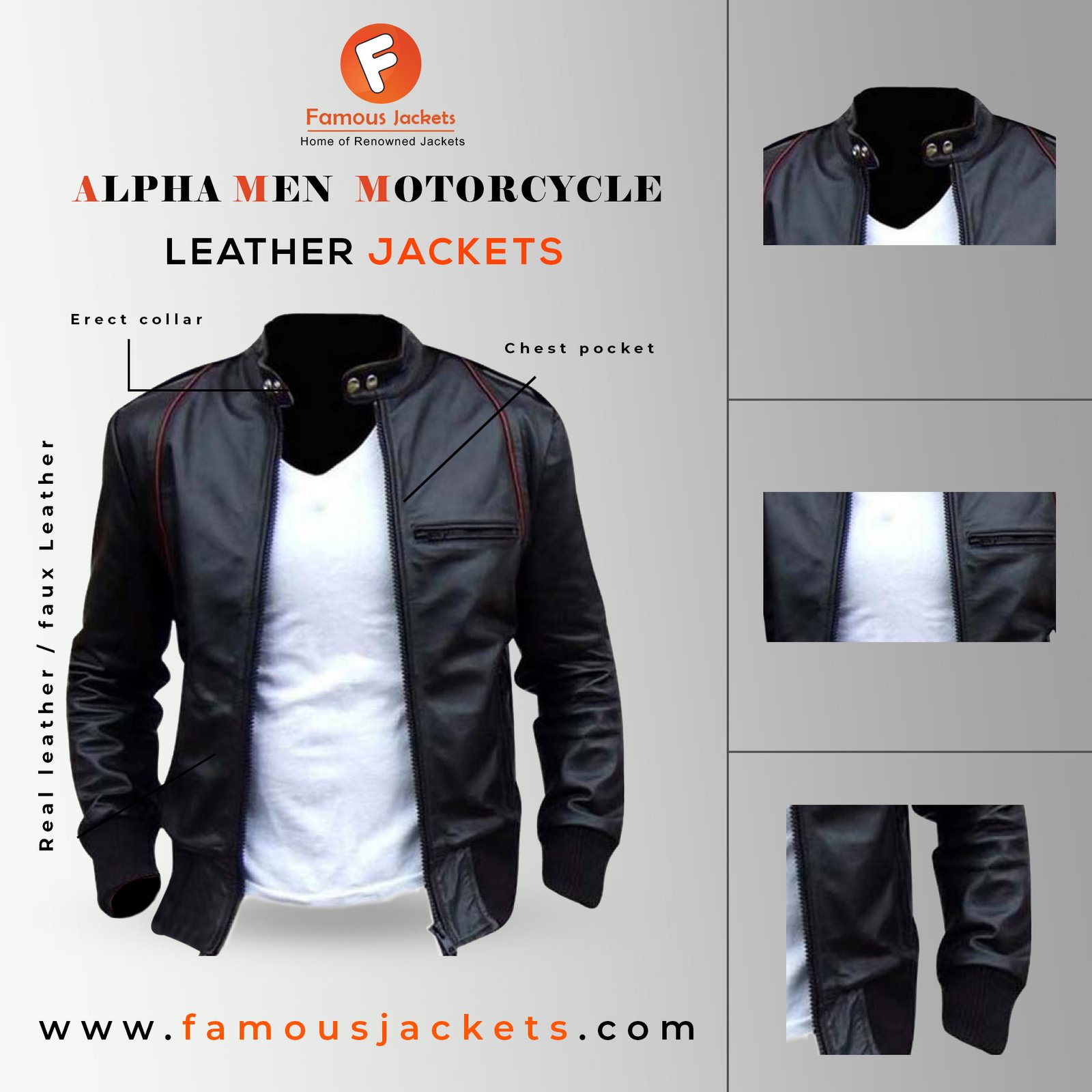 Alpha Mens Leather Motorcycle Jacket | Black Leather Jacket